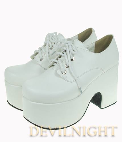 White Classic Simple Lolita Shoes with High Platform