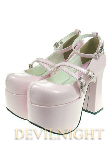 Red/Pink/Black Belt High Heel Sweet Lolita Shoes 