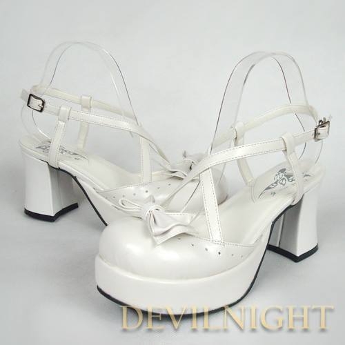 White Cross Blet High Heeled Sweet Lolita Sandals