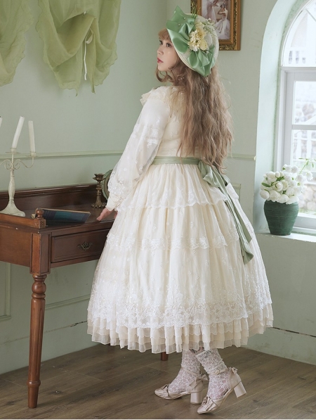 Ivory Lily of the Valley Elegant Open Front Long Sleeve Classic Lolita ...