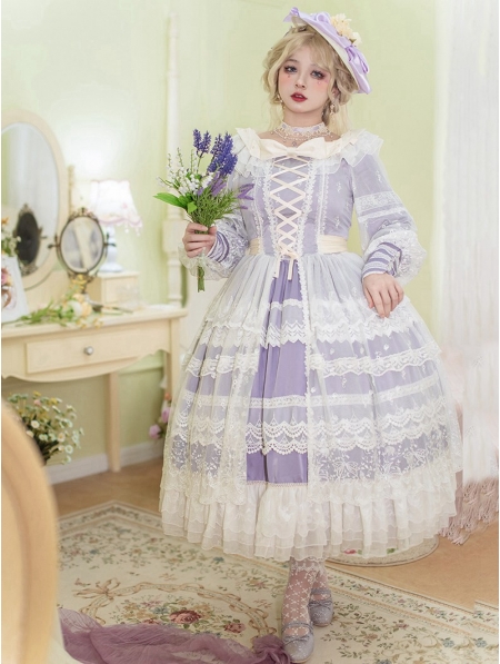 Purple Lily of the Valley Elegant Open Front Long Sleeve Classic Lolita ...