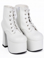 White/Black Chalaza Lacing Classic Lolita Ankle Boots With High Platform