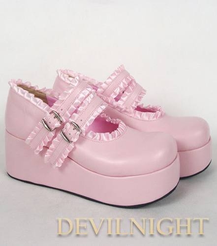 Pink/Black/Red Sweet Lolita Platform Shoes with Ribbons