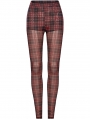 Black and Red Plaid Gothic Grunge Mesh Leggings for Women