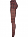 Black and Red Plaid Gothic Grunge Mesh Leggings for Women