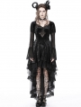 Black Gothic Spider Queen High-Low Velvet Party Dress