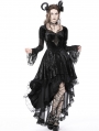 Black Gothic Spider Queen High-Low Velvet Party Dress