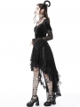 Black Gothic Spider Queen High-Low Velvet Party Dress