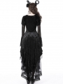 Black Gothic Spider Queen High-Low Velvet Party Dress