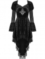 Black Gothic Spider Queen High-Low Velvet Party Dress