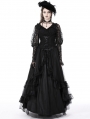 Black Gothic Vintage Court Party Lace Ruffle Maxi Skirt