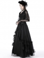 Black Gothic Vintage Court Party Lace Ruffle Maxi Skirt