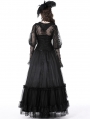 Black Gothic Vintage Court Party Lace Ruffle Maxi Skirt