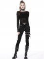 Black Gothic Sexy Mesh Daily Wear Long Sleeve Top for Women