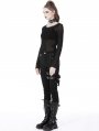 Black Gothic Sexy Mesh Daily Wear Long Sleeve Top for Women