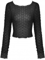 Black Gothic Sexy Mesh Daily Wear Long Sleeve Top for Women