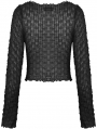 Black Gothic Sexy Mesh Daily Wear Long Sleeve Top for Women