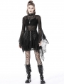 Black Gothic Spider Mesh Exaggerated Sleeves Top for Women