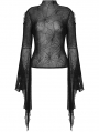 Black Gothic Spider Mesh Exaggerated Sleeves Top for Women