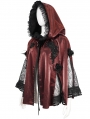 Red Gothic Feather Flower Short Hooded Cape for Women