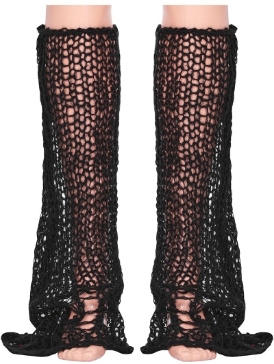 Black Gothic Street Fashion Flare Leg Warmers for Women