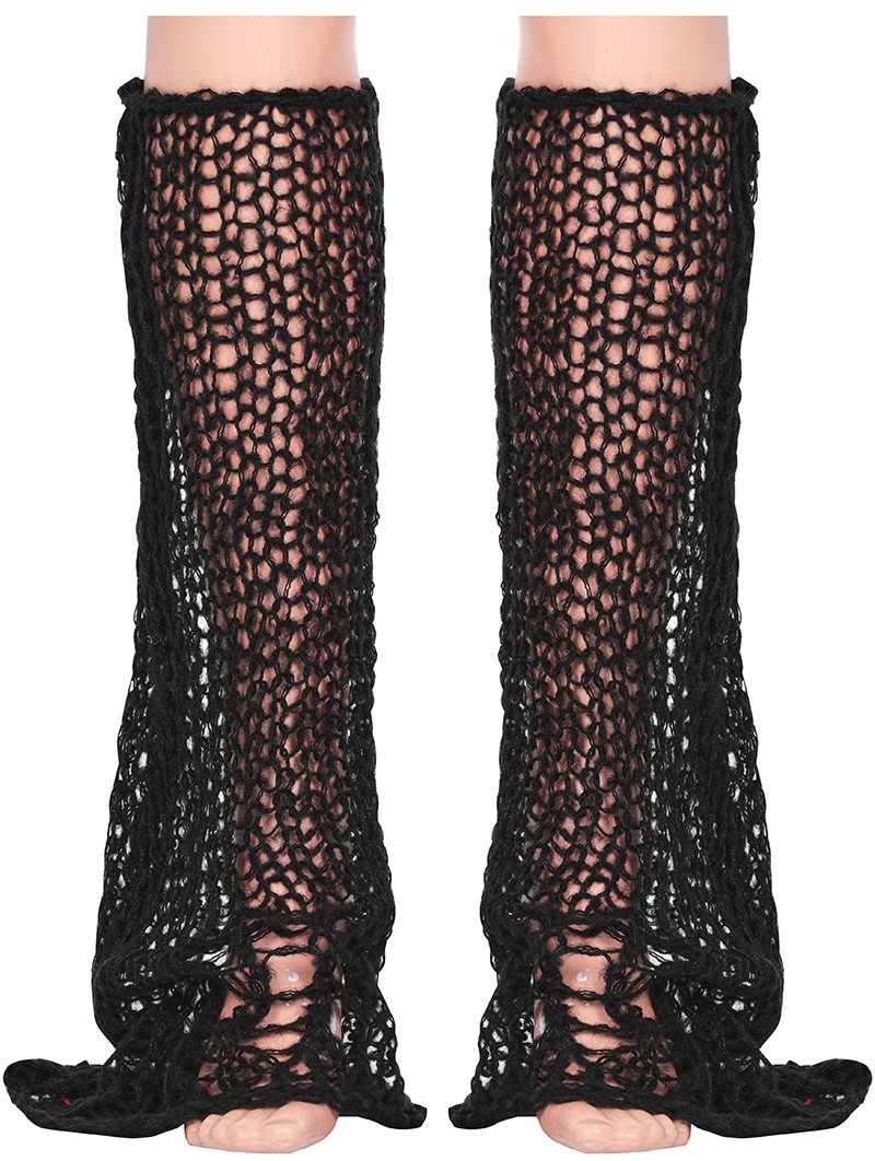 Black Gothic Street Fashion Flare Leg Warmers for Women