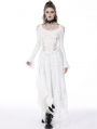 White Gothic Ghost Cutout Long Trumpet Sleeve Maxi Dress