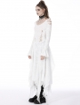 White Gothic Ghost Cutout Long Trumpet Sleeve Maxi Dress