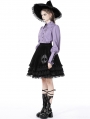 Purple Gothic Witch Star Collar Long Sleeve Blouse for Women