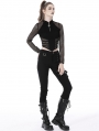 Black Gothic Punk Sexy Net Long Sleeve Wrap Top for Women