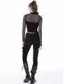 Black Gothic Punk Sexy Net Long Sleeve Wrap Top for Women