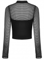 Black Gothic Punk Sexy Net Long Sleeve Wrap Top for Women