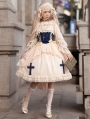 Immortal Song Beige/Black Ruffle Square Neckline Classic Lolita JSK Dress