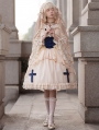 Immortal Song Beige/Black Ruffle Square Neckline Classic Lolita JSK Dress