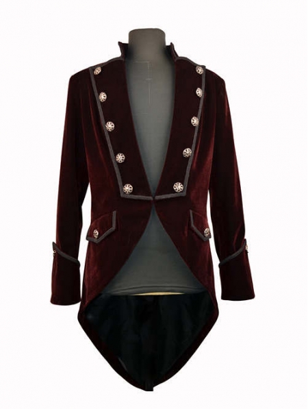 Wine Red Double Breasted Tuxedo Style Gothic Jacket for Men ...