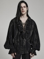 Black Gothic Tie-Dyed Jacquard Long Sleeve Loose Shirt for Men