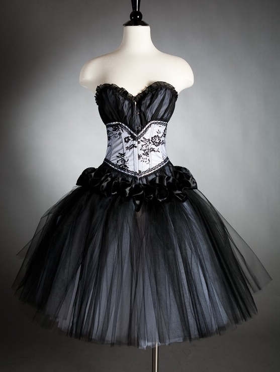 Black Gothic Corset Prom Dress