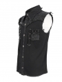 Beige Gothic Punk Button Front Sleeveless Shirt for Men