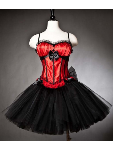 Red And Black Gothic Corset Dress Uk 