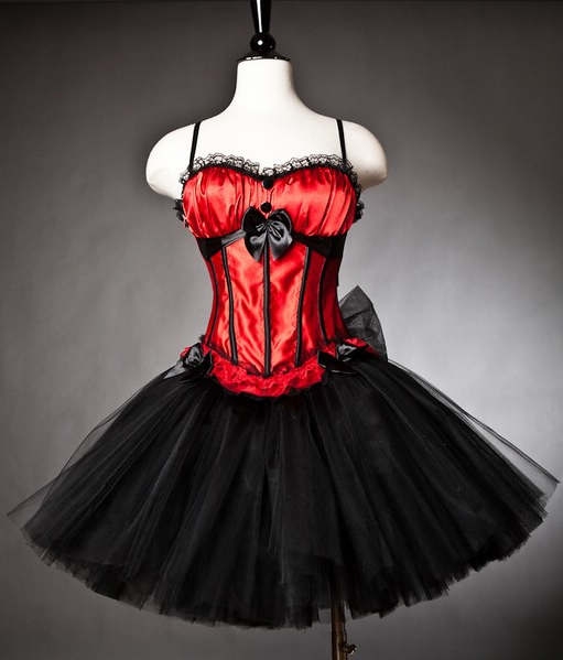 Red and Black Gothic Corset Dress