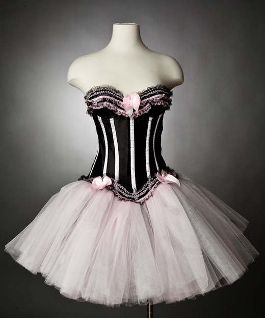 Black and White Short Burlesque Corset Party Dress