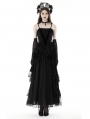 Black Gothic Court Vintage Layered Maxi Velvet Skirt