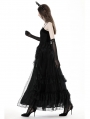 Black Gothic Court Vintage Layered Maxi Velvet Skirt