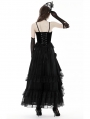 Black Gothic Court Vintage Layered Maxi Velvet Skirt