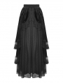 Black Gothic Court Vintage Layered Maxi Velvet Skirt