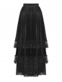 Black Gothic Court Vintage Layered Maxi Velvet Skirt