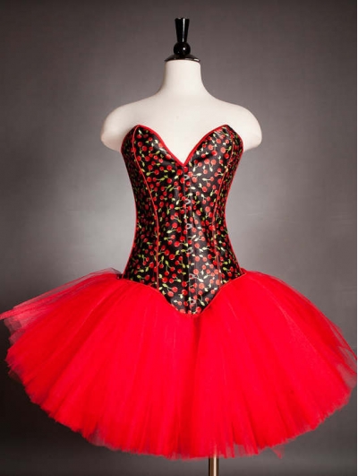 Red Burlesque Corset Short Dress