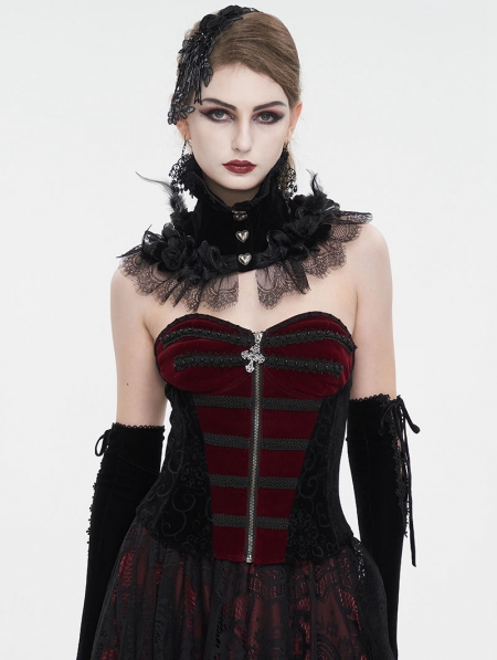 Gothic Dress Women Striped Boned Corset Gothic Punk Sweet