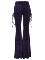 Violet Gothic Vintage Dark Jacquard Long Flare Pants for Women