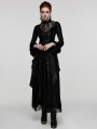 Black Gothic Floral Lace Multiple Layers Long Slim Fit Dress